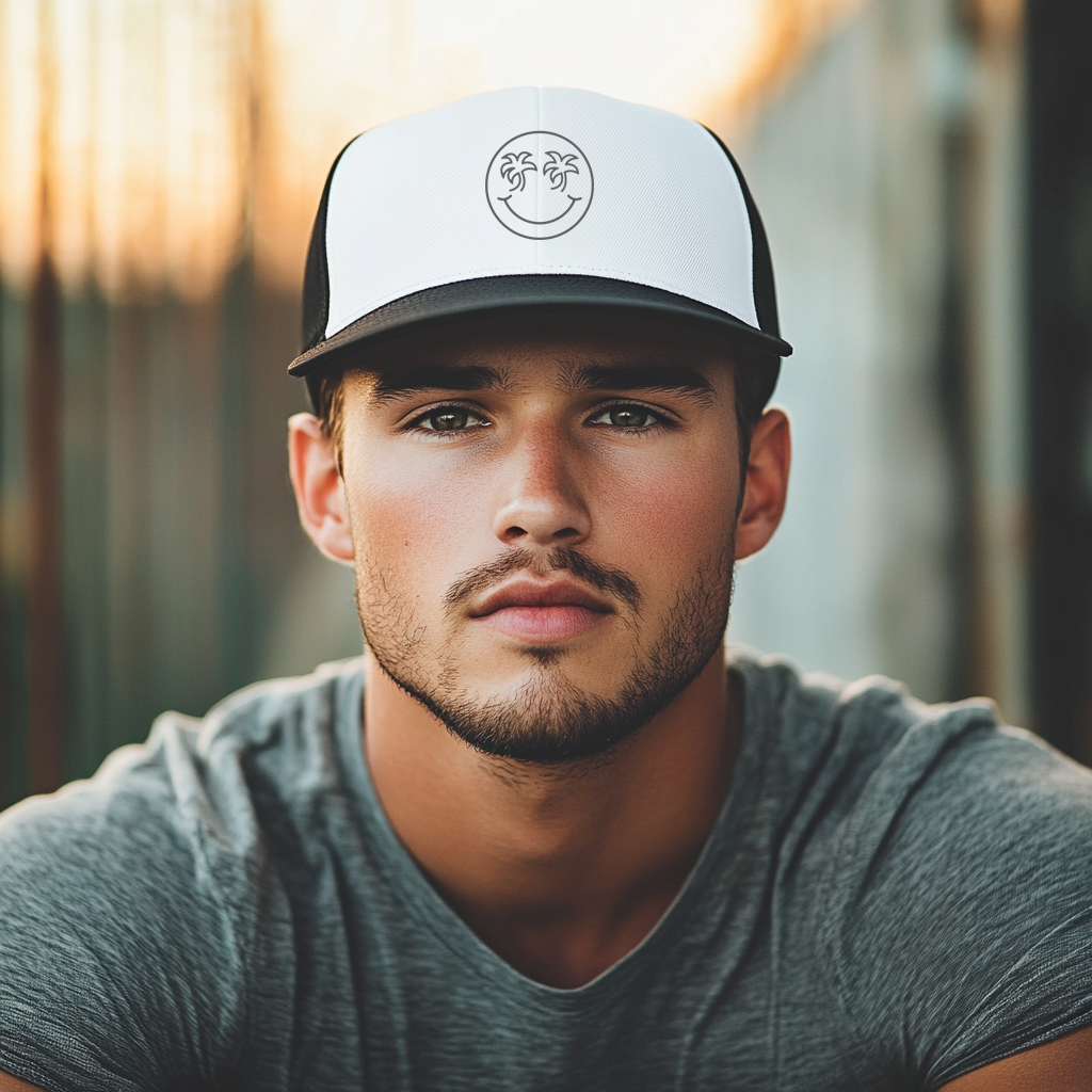 Embroidered Face Trucker Cap